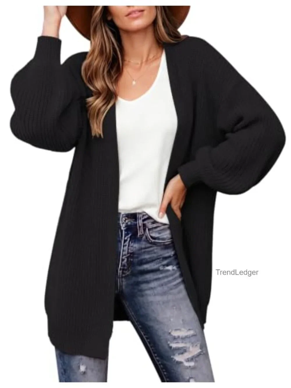 Oversized Chunky Knit Long Sleeve Open Front Cardigan Sweater for Women